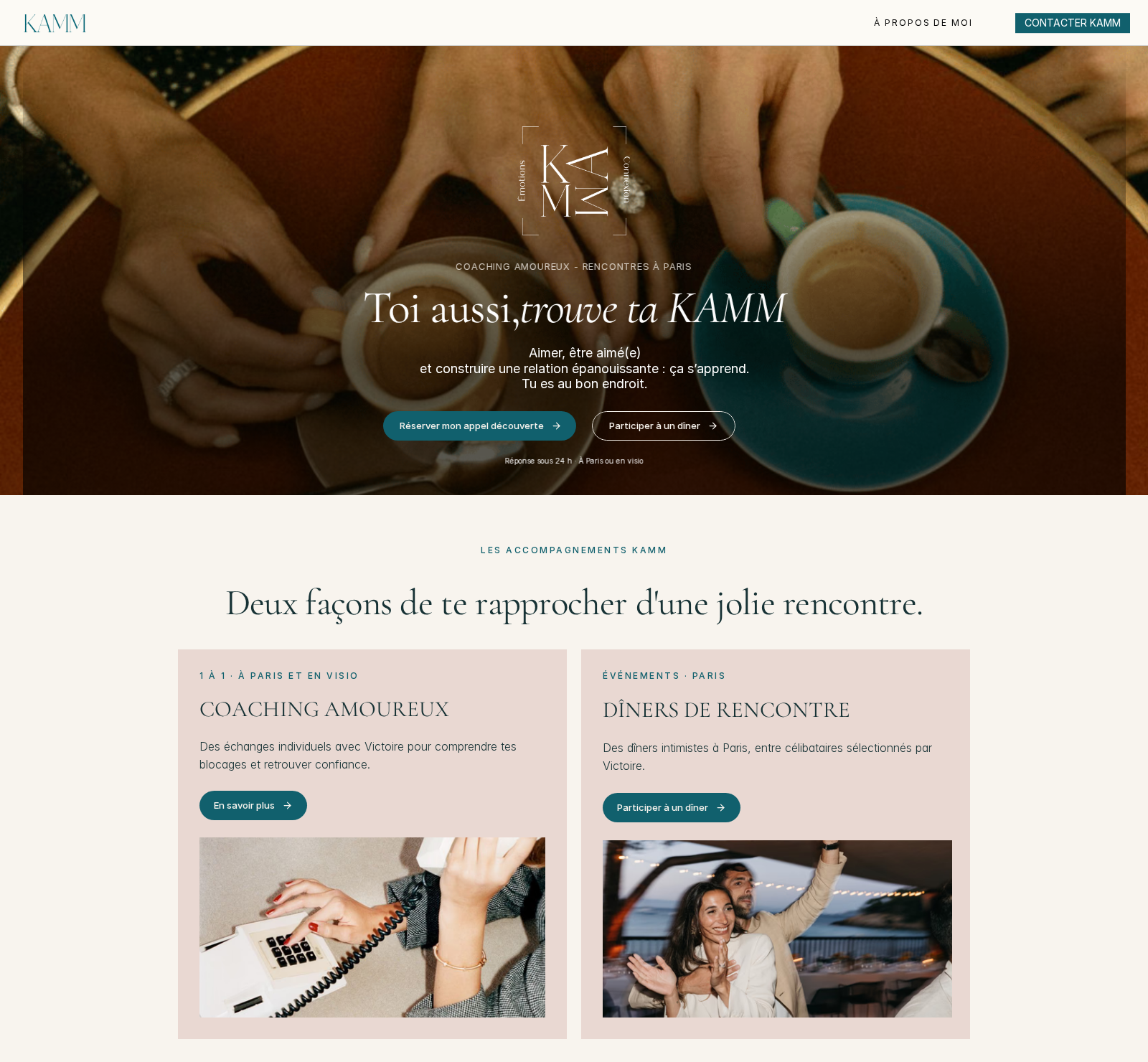 Capture du site KAMM Coaching, Coaching amoureux · Paris